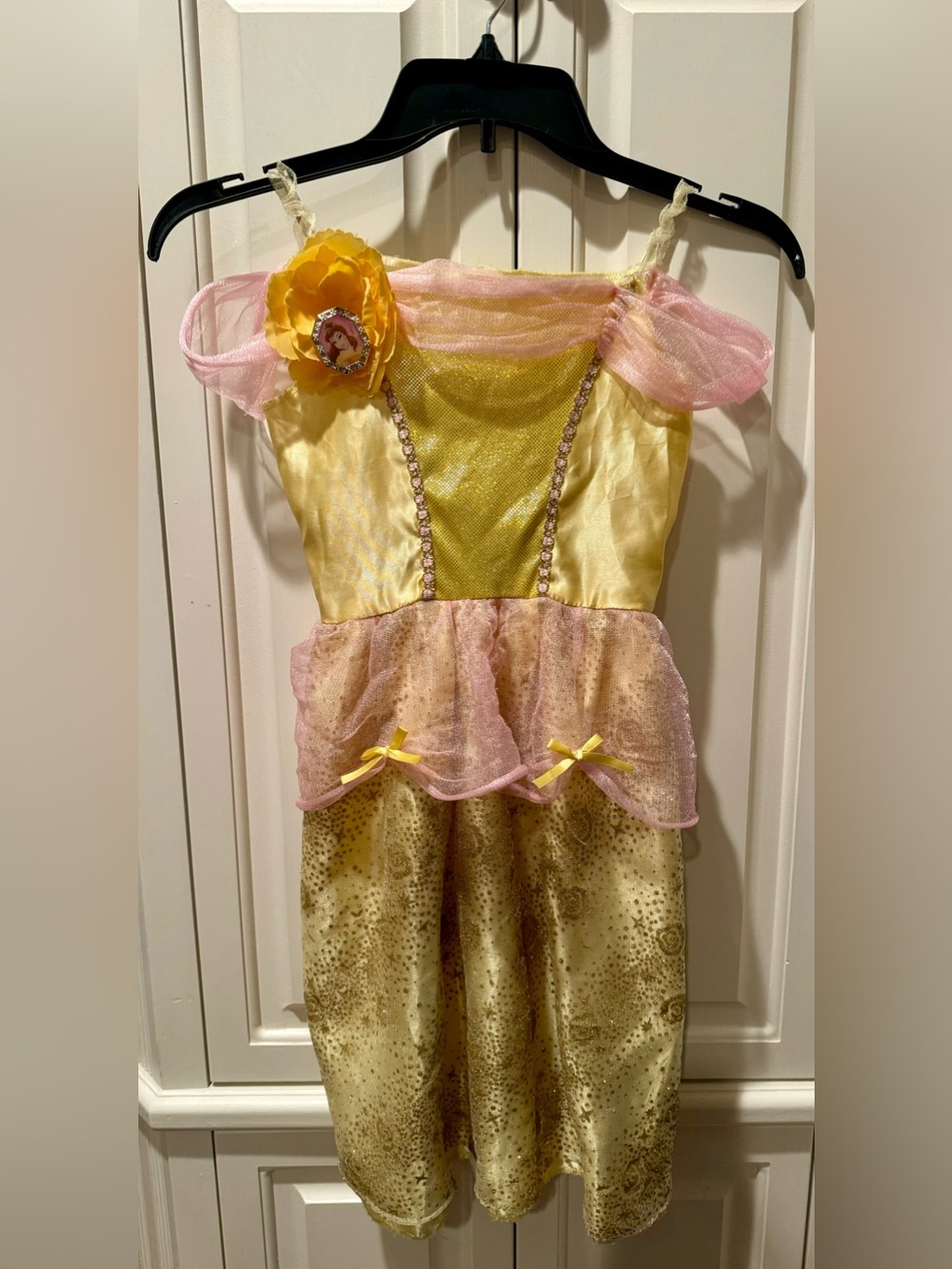 Girl’s Disney Princess Belle Dress Up Yellow Sparkle Dress - Size 5/6